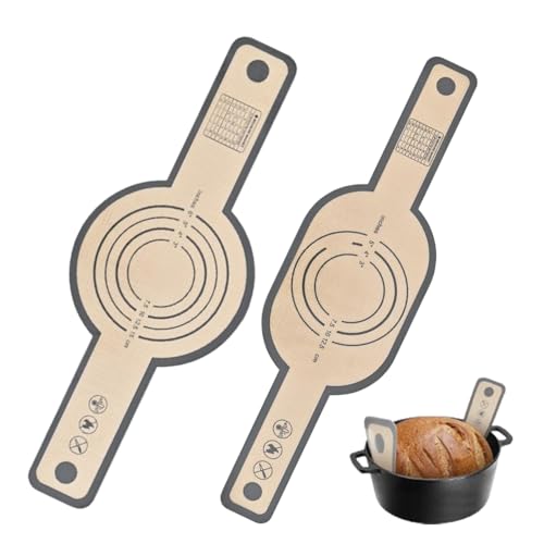 Kocusu Silikon Backmatte für Dutch Oven Backmatte,Silicone Baking Mat,Silikonmatte Backen mit Langen Griffen,Backunterlage,Wiederverwendbare Bread Mat zum Leichteren Übertragen für Teig,Oval & Kreis von Kocusu