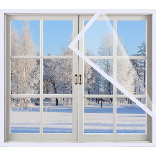 Kocusu Thermo Cover Fenster,PVC Isolierfolie Fenster Kälteschutzfolie Fenster mit Selbstklebend,Transparent Wärmeschutzfolie Fenster Isolierfolie Kit,DIY Thermofolie Fenster für Fenstern,2 * 3M von Kocusu