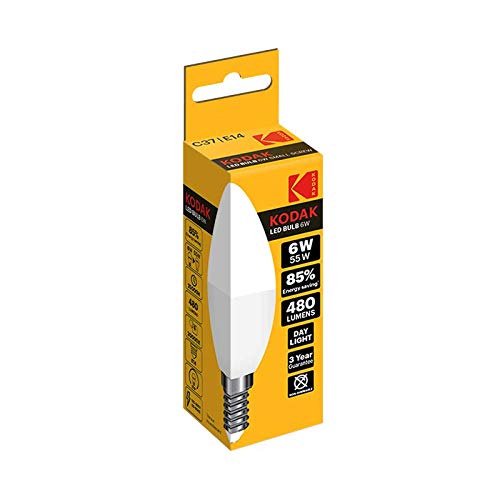 Kodak Glühlampe Glas C37 – E14 – 470 lm – warmweiß 3000 K – 4 W = 40 W – Nicht dimmbar. Kodak Glühlampe Glas C37 – E14 – 470 lm – warmweiß 3000 K – 4 W = 40 W – Nicht dimmbar. von Kodak