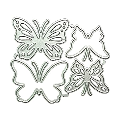 Kodbww Schmetterlings-Metall-Stanzen, 4 Stück, für Schmetterling-Kombinationsset, Stanzschablonen, dekorative Scrapbook-Prägungen von Kodbww