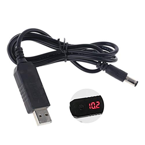 Kodbww für USB auf 5 V-12 V, einstellbares Step-Up-Kabel, 5,5 x 2,1 mm, für WLAN-Router, LED-Streifen, Schwarz von Kodbww
