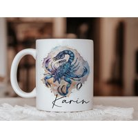 Tasse Personalisiert Sternzeichen Skorpion Name | Kaffeetasse Horoskop Scorpio Wunschname von Kodelandia