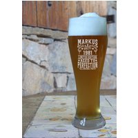 Weizenglas Mit Persönlicher Gravur Von Name Und Geburtsjahr - 500 Ml Fassungsvermögen von Kodelandia