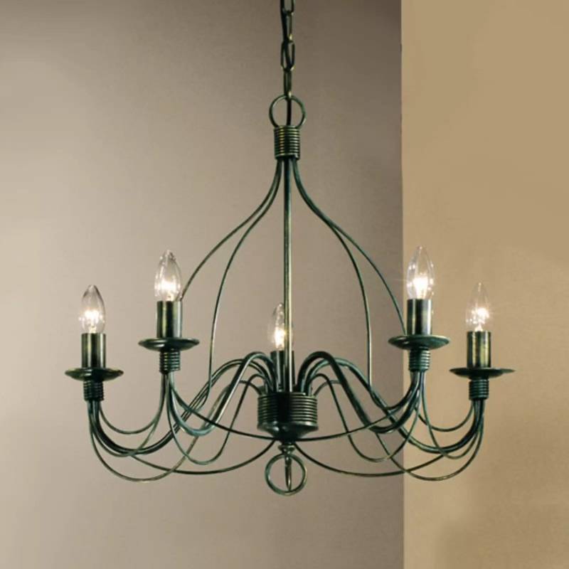 Kögl Kronleuchter Filo Deckenlampe Deckenleuchte Leuchte 5 Flammig Grün Antik B-Ware von Kögl