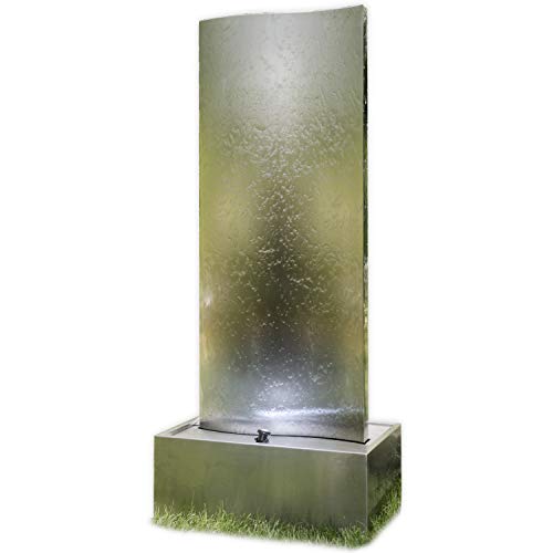 KÖHKO® Wasserwand Libro XL mit LED-Beleuchtung Höhe ca. 182 cm Springbrunnen mit Edelstahlbecken 23007 von Köhko