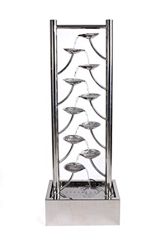 KÖHKO® Wasserwand ca. 97CM aus Edelstahl in Blättenform mit LED-Beleuchtung von Köhko