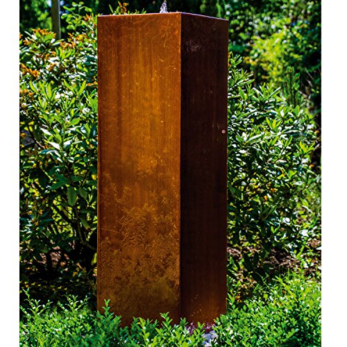 KÖHKO® Würfelbrunnen „Peru“ Höhe 119 cm Gartenbrunnen 31006 aus Cortenstahl mit LED-Beleuchtung von Köhko