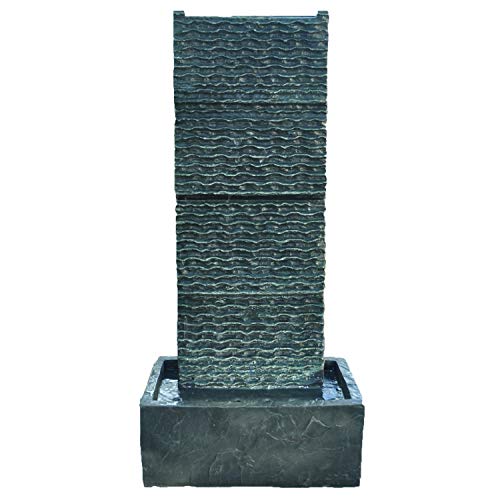KÖHKO® Zimmerbrunnen ca. 85 cm mit LED-Beleuchtung Wasserfall in Wellenform für Wohnzimmer Terrasse und Balkon von Köhko