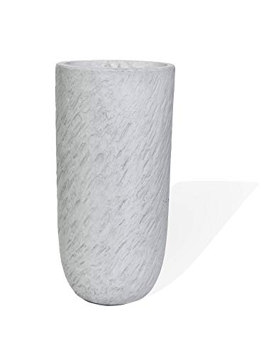 Köhko® Blumenkübel Pflanzkübel aus Fiberglas Pflanzübertopf ø34xH64 cm Elfenbeinfarben Rund Übertopf von Köhko