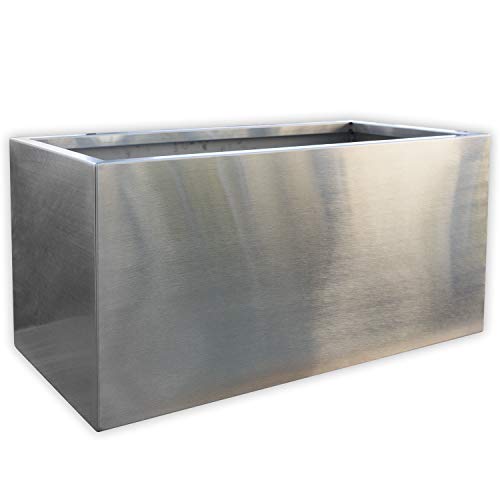 Köhko® Designer-Pflanztrog aus Edelstahl Viva 60 x 27 x 26 cm | matt gebürsteter Pflanzkübel eckig & groß von Köhko