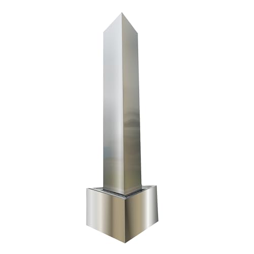 Köhko® Dreieckige Säule H150cm mit integrierte LED-Beleuchtung auf Dreieckige Edelstahl Becken Matte Gartenbrunnen aus Edelstahl von Köhko