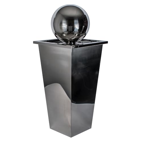 Köhko® Springbrunnen mit LED-Beleuchtung in eckigen Edelstahlbecken hochglanzpoliert 21016 Gartenbrunnen aus Edelstahl von Köhko