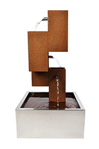 Köhko® Wasserspiel Brunnen mit LED-Beleuchtung Höhe 65 cm aus Cortenstahl mit Edelstahl-Becken Wasserfall Wasserspiel 32005 von Köhko