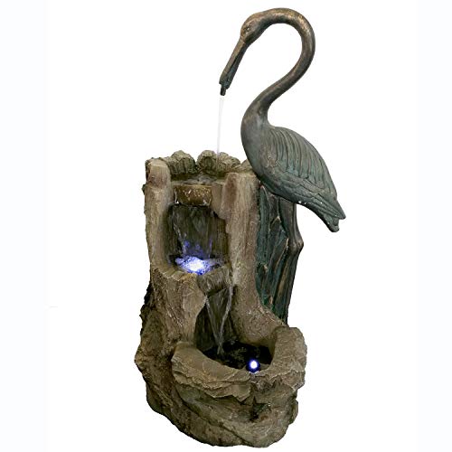 Köhko® Wasserspiel Kranich 12003 Springbrunnen mit LED-Beleuchtung Gartenbrunnen Vogelbad… von Köhko