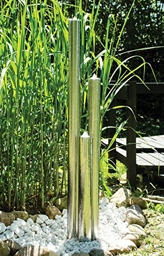 Köhko 127 cm Springbrunnen 22006 aus gebürstetem Edelstahl mit LED-Beleuchtung Säulenbrunnen von Köhko