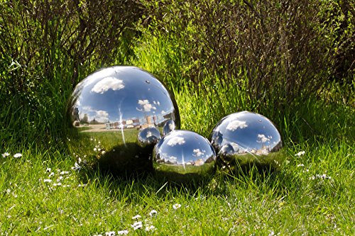 Köhko 6er Gartenkugeln poliert aus hochwertigem Edelstahl 6, 12 und 18 cm Dekokugeln-Set von Köhko