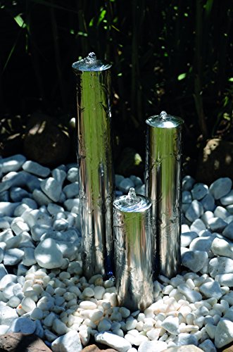 Köhko 77 cm Springbrunnen 22004 aus gebürstetem Edelstahl mit LED-Beleuchtung Säulenbrunnen von Köhko