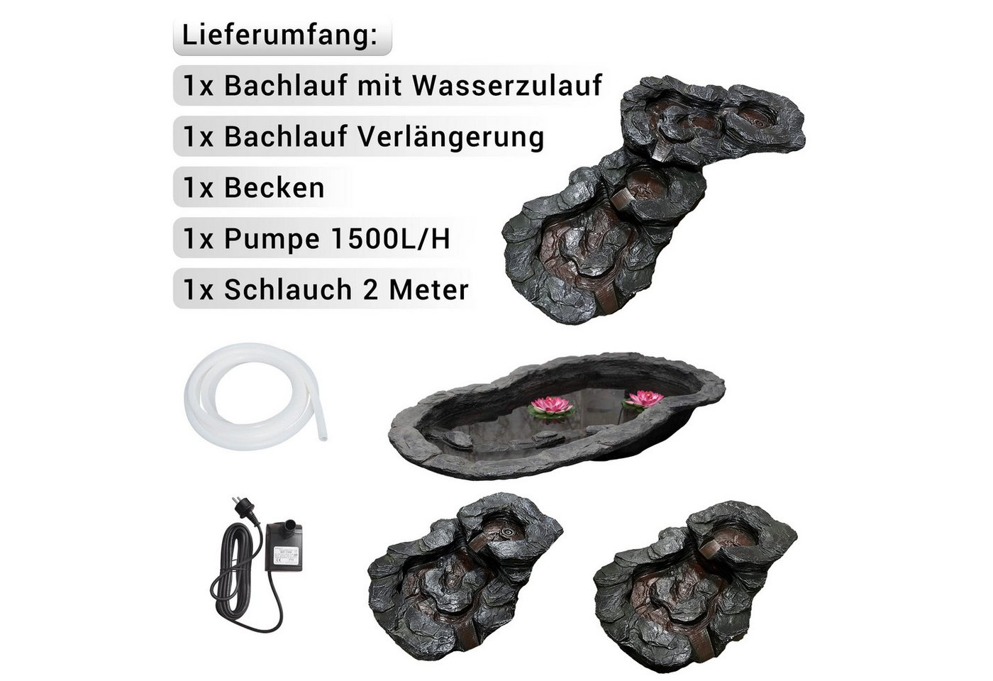 Köhko Bachlauf Bachlaufelement "Greifenstein" 3-teilige-Set mit Becken und Pumpe Köhko Bachlauf Bachlaufelement "Greifenstein" 3-teilige-Set mit Becken und Pumpe von Köhko