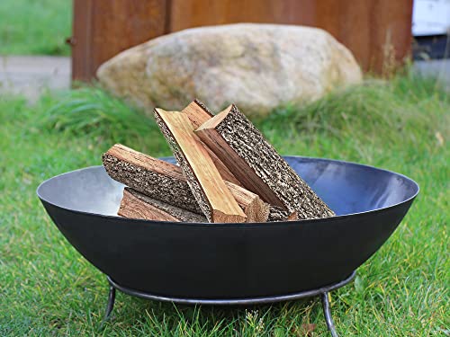 Köhko Feuerschale Marbela-XL ca. 55x55x23 cm aus Stahl mit 3 Füße für Grillabend Gartefeuer BBQ Camping wonderbarer Abend am Strand Garten Hof Terrase Gillabend von Köhko
