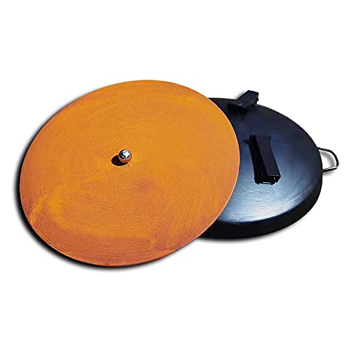 Köhko Feuerschale Ø 79 cm mit Deckel 80cm in Rostpatina Farbe- Feuerschale mit klappbare und abnehmbare Beine von Köhko
