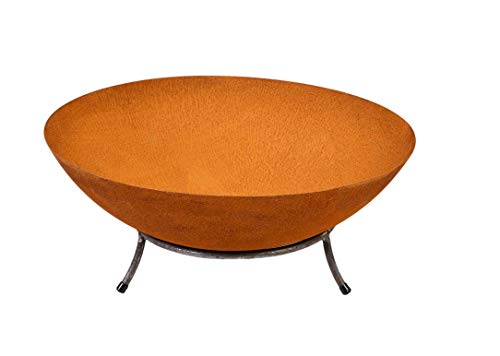 Köhko Feuerschale & Dekoschale Braga ø 45xH 20 cm aus Gußeisen mit Rost-Optik mit 3 Füße für Grillabend Gartefeuer Camping Dekoration für Garten Hof Terrasse und Zuhause von Köhko