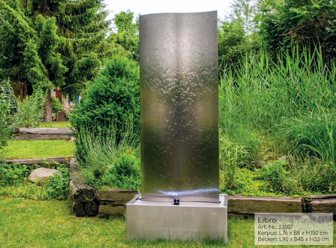 Köhko Gartenbrunnen Libro " mit LED-Beleuchtung Springbrunnen mit Edelstahlbecken 23007" von Köhko