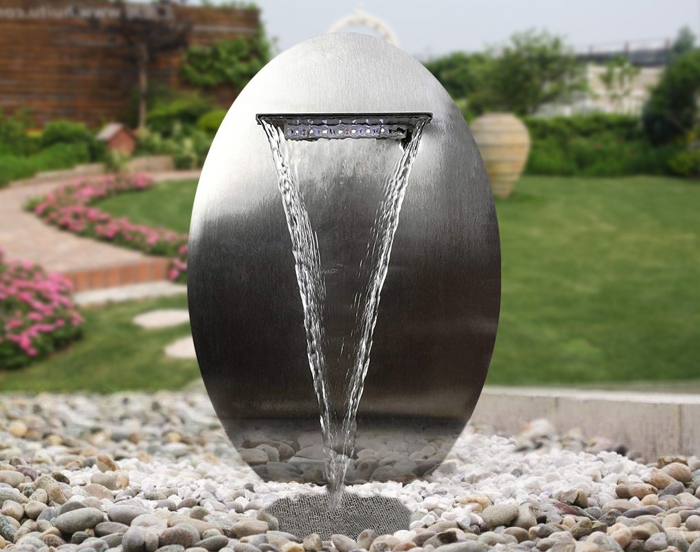 Köhko Gartenbrunnen Ø 37.5 CM in Ei-Optik mit LED- Beleuchtung „Ellisse“ 22013 von Köhko