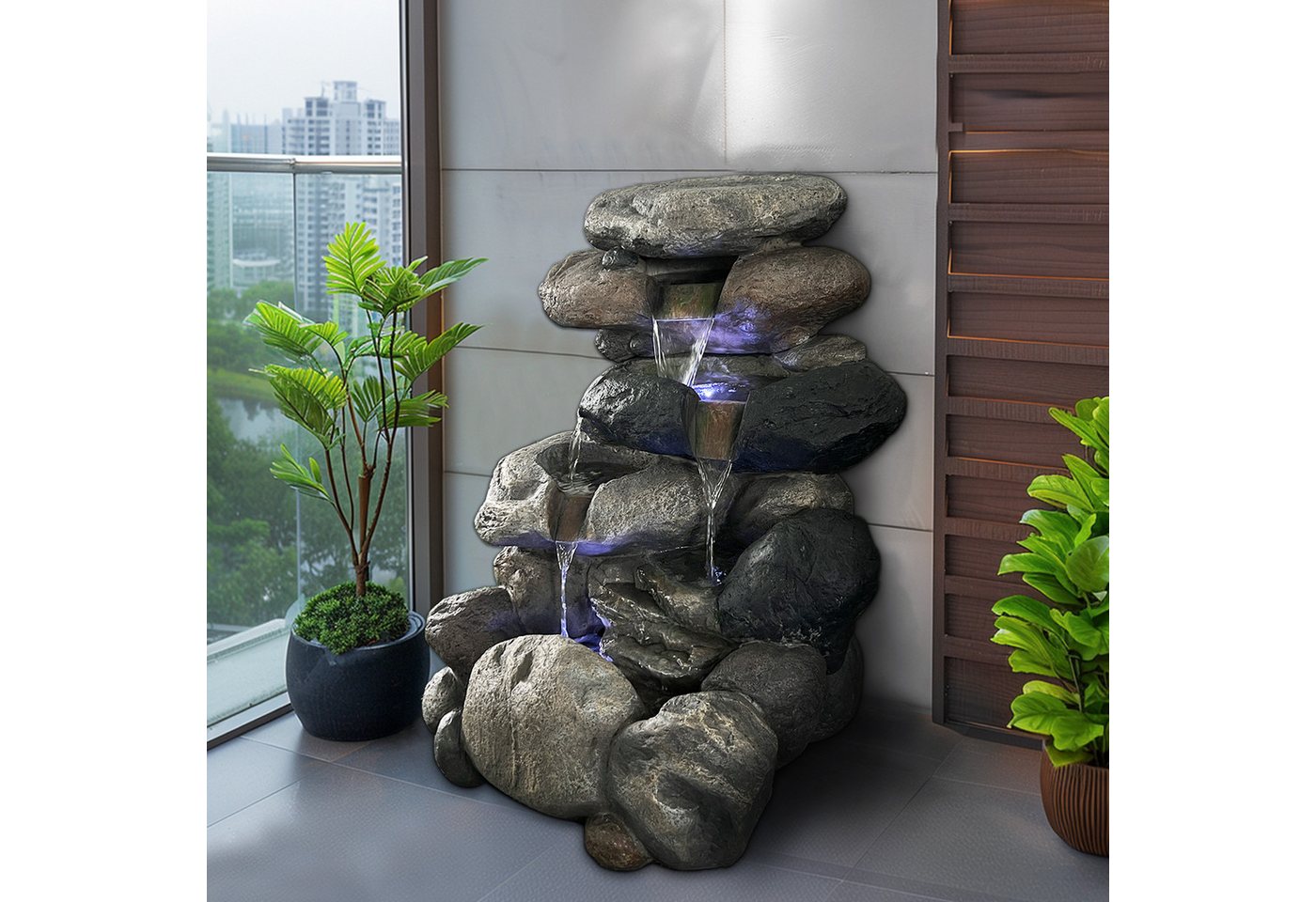 Köhko Gartenbrunnen Kieselstein Gartenbrunnen in Naturstein-Optik mit LED Köhko Gartenbrunnen Kieselstein Gartenbrunnen in Naturstein-Optik mit LED von Köhko