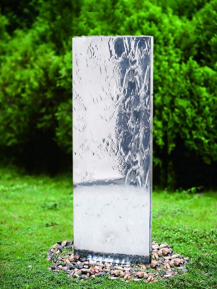 Köhko Gartenbrunnen Wasserwand 23016L mit LED-Beleuchtung Höhe ca. 120 CM aus Edelstahl von Köhko