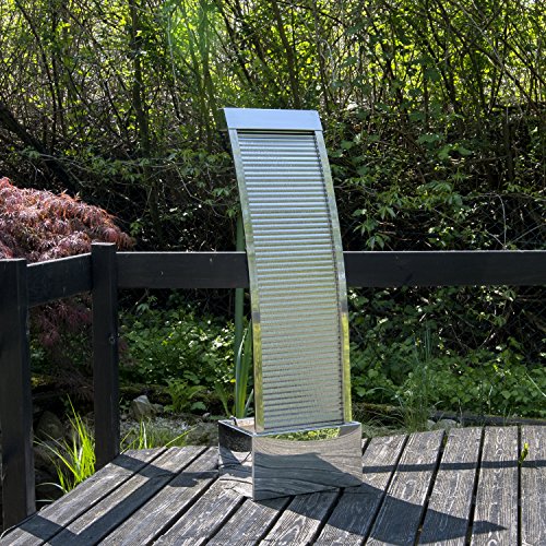Köhko Terrassenbrunnen 23013 aus Edelstahl Höhe ca. 110 cm Wasserspiel Gartenbrunnen mit LED-Beleuchtung von Köhko