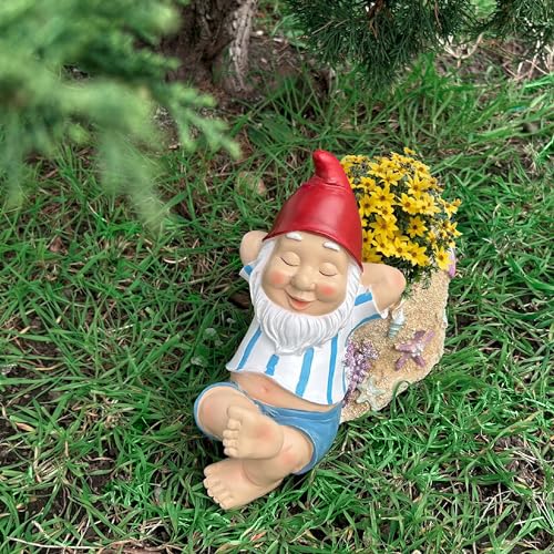 Köhko Vielseitiger Blumentopf mit Wichtel-Design von Zwergin in Strand Urlaub– Perfekte Verschönerung für Ihren Garten und Wohnung, auch ideal für die Frühlings- und Sommersheimdekoration von Köhko