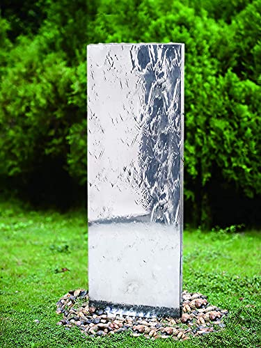 Köhko Wasserwand 23016L mit LED-Beleuchtung Höhe ca. 120 cm aus Edelstahl Wasserspiel Gartenbrunnen Zimmerbrunnen von Köhko