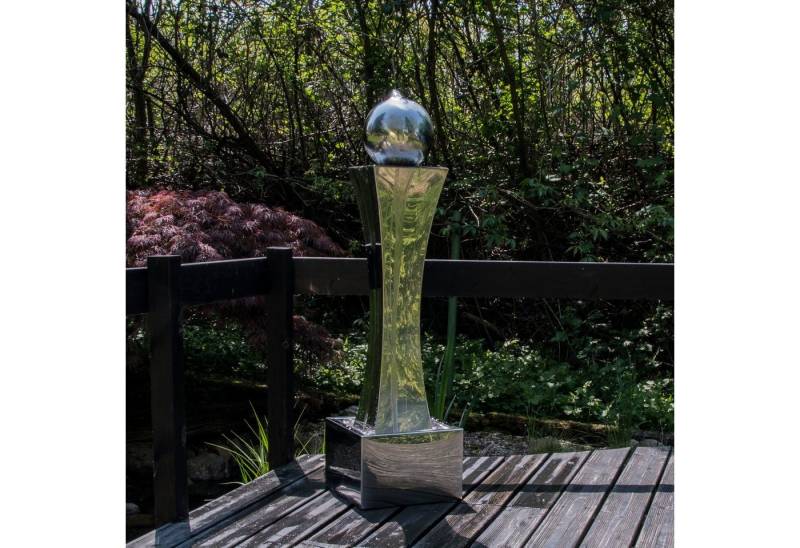 Köhko Zimmerbrunnen "MARS" Ø 20 cm mit LED in eckigen Edelstahlbecken hochglanzpoliert von Köhko