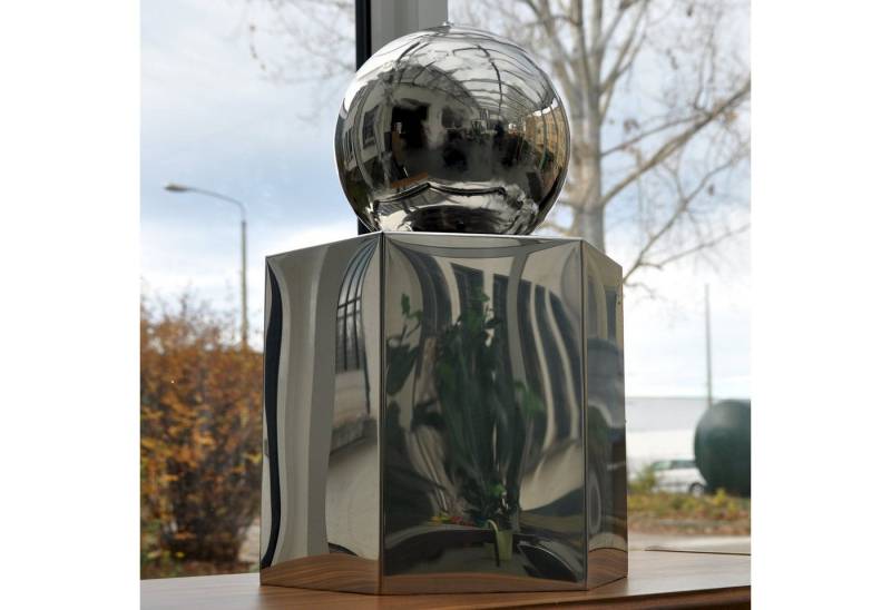 Köhko Zimmerbrunnen Kugelnbrunnen mit LED in Edelstahlbecken hochglanzpoliert von Köhko