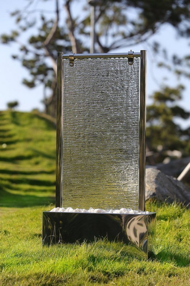Köhko Zimmerbrunnen »KÖHKO® Wasserwand ca. 93 CM aus Edelstahl mit Glas Wasserspiel mit LED-Beleuchtung für Wohnzimmer Terrasse« von Köhko