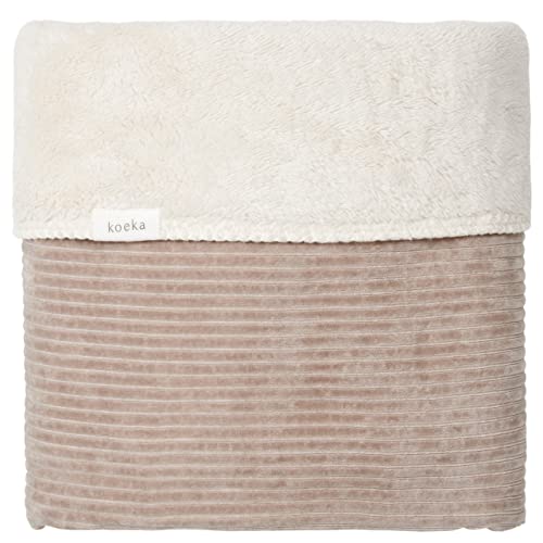 Koeka Kinderbettdecke - Schmusedecke - Kuscheldecke - Mit Teddy Gefuttert - Vik - Cord - Weich - Waschbar - Taupe - 100X150 Cm von Koeka