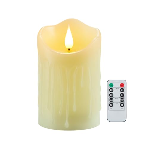Koelaa Batterie LED Kerze mit Timer- und Fernbedienungsfunktion, Realistischer 3D-Flammeneffekt – Rauchfreie Batteriebetriebene Kerzen für Weihnachten, Adventsdekoration, Tischdeko, Party-7.5 * 15cm von Koelaa