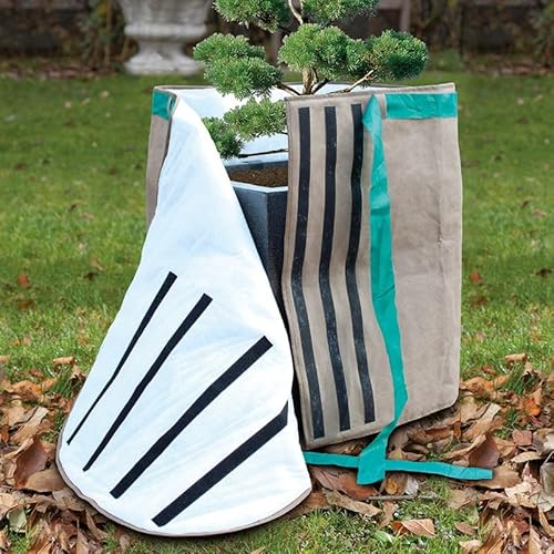 Kölle's Beste! Winterschutz Topf-Mantel Kubus, ca. 70 cm hoch x 260 cm lang, aus braunem Vlies - Topfschutzmantel - inkl. Klettverschluss und Dekoband von Kölle's Beste!