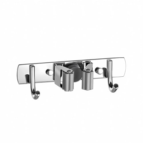 König Design Besenhalterung Wand, Schwerlast Gerätehalter Selbstklebend, Besenhalter mit Nails Installieren, Gartengerätehalter aus Edelstahl, Wandhalterung Besen (2 Haken + 1 Clip) von König Design