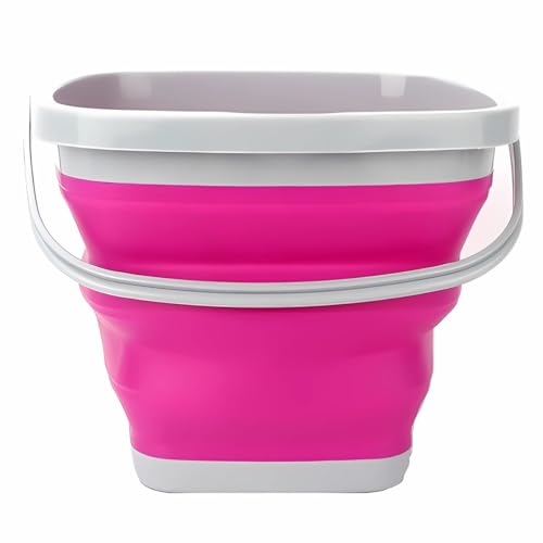 König Design Faltbarer Eimer - Platzsparend & Robust - BPA-frei, Ergonomischer Griff - Haushalt, Outdoor (Pink, 3 Liter) von König Design