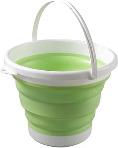 König Design Faltbarer Eimer Rund - Platzsparend & Robust - BPA-frei, Ergonomischer Griff - Haushalt, Outdoor (Grün, 3 Liter) von König Design