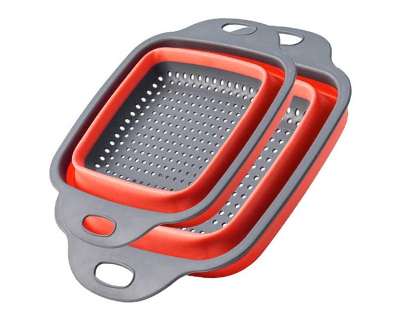 König Design Küchensieb Seiher 2er Set Faltbares Küchensieb Nudelsieb, Silikon / Kunststoff, (Set, 2-St., 2 Größen), Seiher Sieb, Küche Silikon Klappbar Abtropfsieb Nudelsieb von König Design