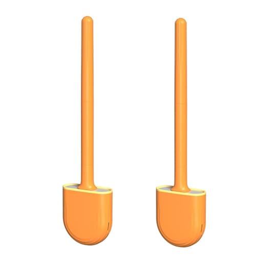 König Design Toilettenbürste, Klobürste Silikon WC Bürsten mit flexiblen Borsten, Toilettenbürste mit schnell trocknendem Halter Set für Badezimmer (Modern 2er Pack Orange) von König Design