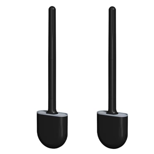 König Design Toilettenbürste, Klobürste Silikon WC Bürsten mit flexiblen Borsten, Toilettenbürste mit schnell trocknendem Halter Set für Badezimmer (Modern 2er Pack Schwarz) von König Design