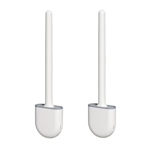 König Design Toilettenbürste, Klobürste Silikon WC Bürsten mit flexiblen Borsten, Toilettenbürste mit schnell trocknendem Halter Set für Badezimmer (Modern 2er Pack Weiß) von König Design