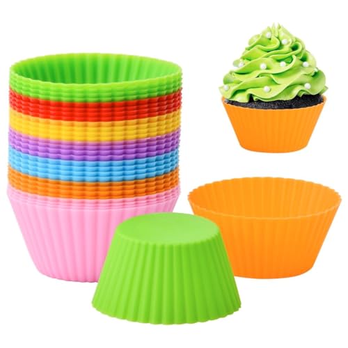 König Design Wiederverwendbare Muffinformen aus hochwertigem Silikon Umweltschonend Cupcakeförmchen BPA-Frei Backformen Muffinförmchen 24er-Set (Rot) von König Design