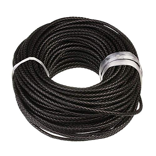 Lederband Lederschnur geflochten - Durchmesser 4 mm/Farbe Schwarz/Länge 10m von König Design