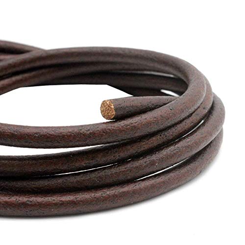Lederband Lederschnur rund glatt - Durchmesser 4 mm/Farbe Braun/Länge 1 m von König Design