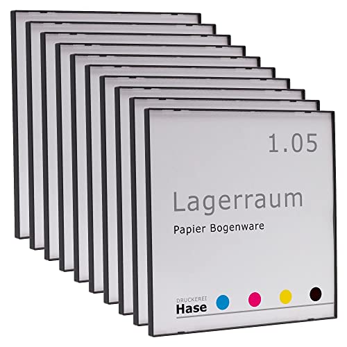 10 Kairo Easy Türschilder 150 Sparpack | 150x150mm | entspiegelte Abdeckung | selbstklebend und auch zum Schrauben | Büroschild | Türschild Büro | Grau von König Werbeanlagen