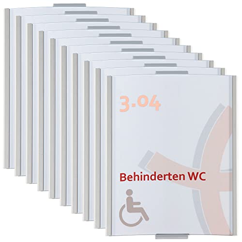 10x Frankfurt Türschild DIN A6 | 148x120mm | Aluminium silber | entspiegelte Abdeckung | Selbstklebend und auch zum Schrauben | Büroschild | Türschild Büro von König Werbeanlagen